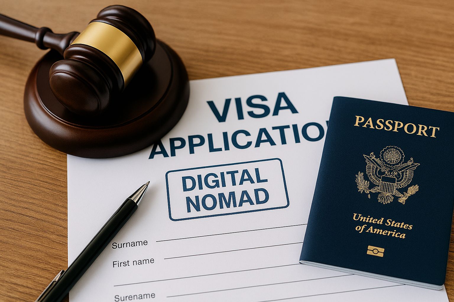 Passport with digital nomad visa