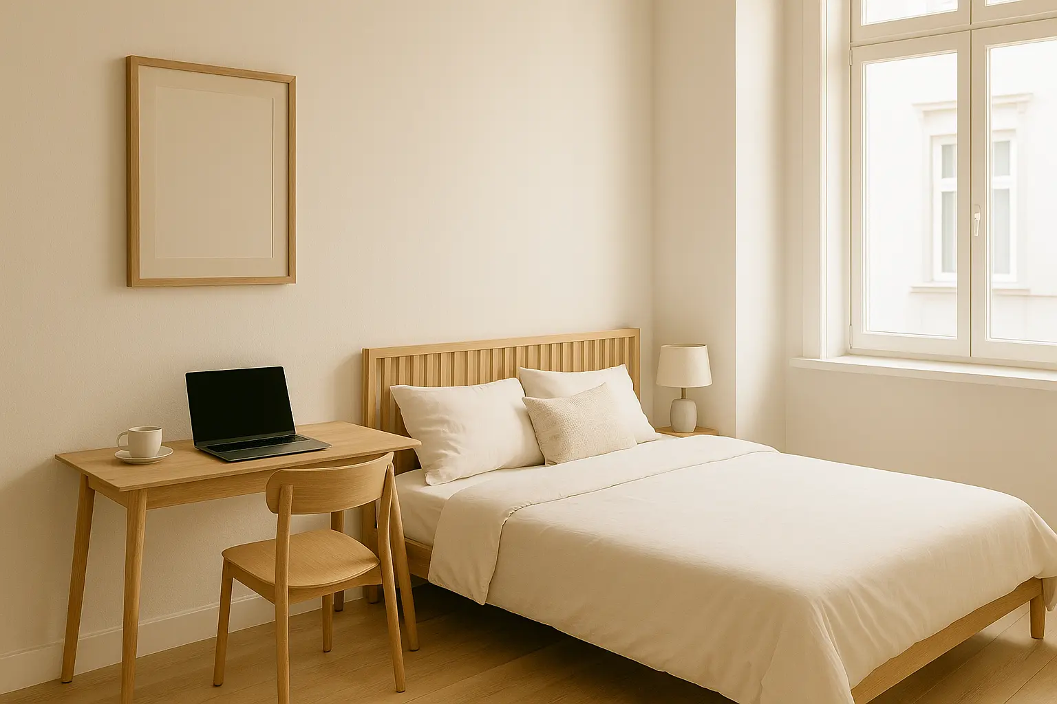 Minimalist long-term rental apartment for digital nomads