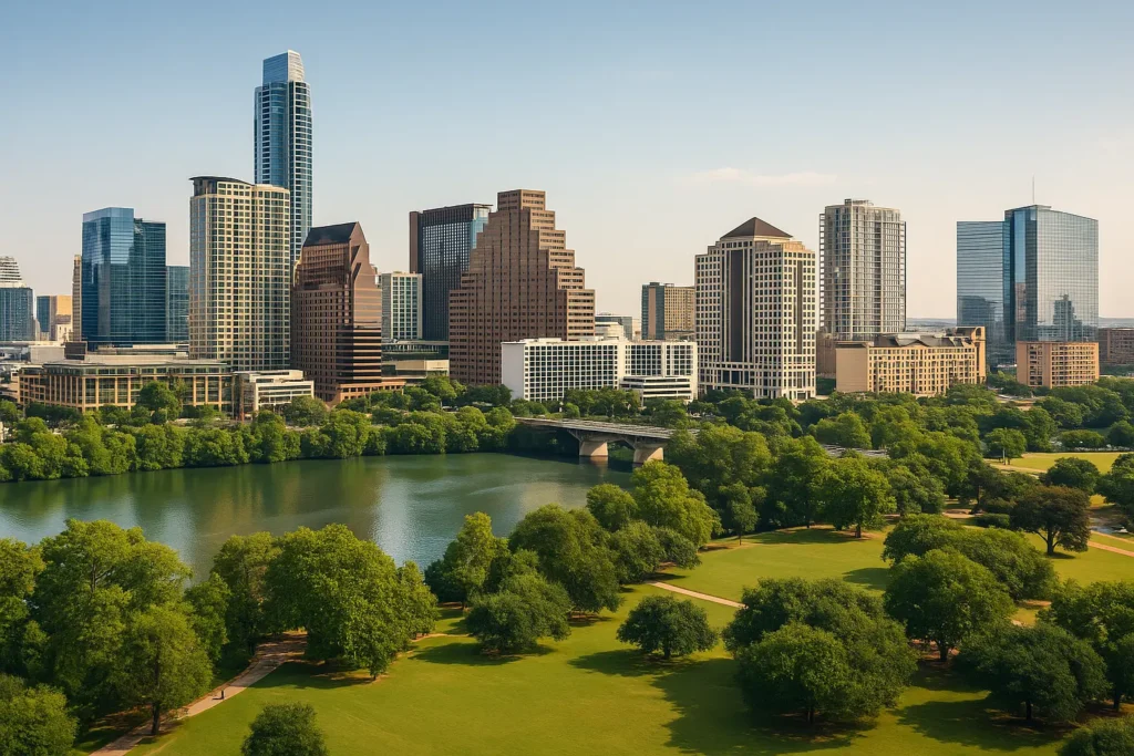 Aerial view of one of the top remote-friendly cities in the USA in 2026