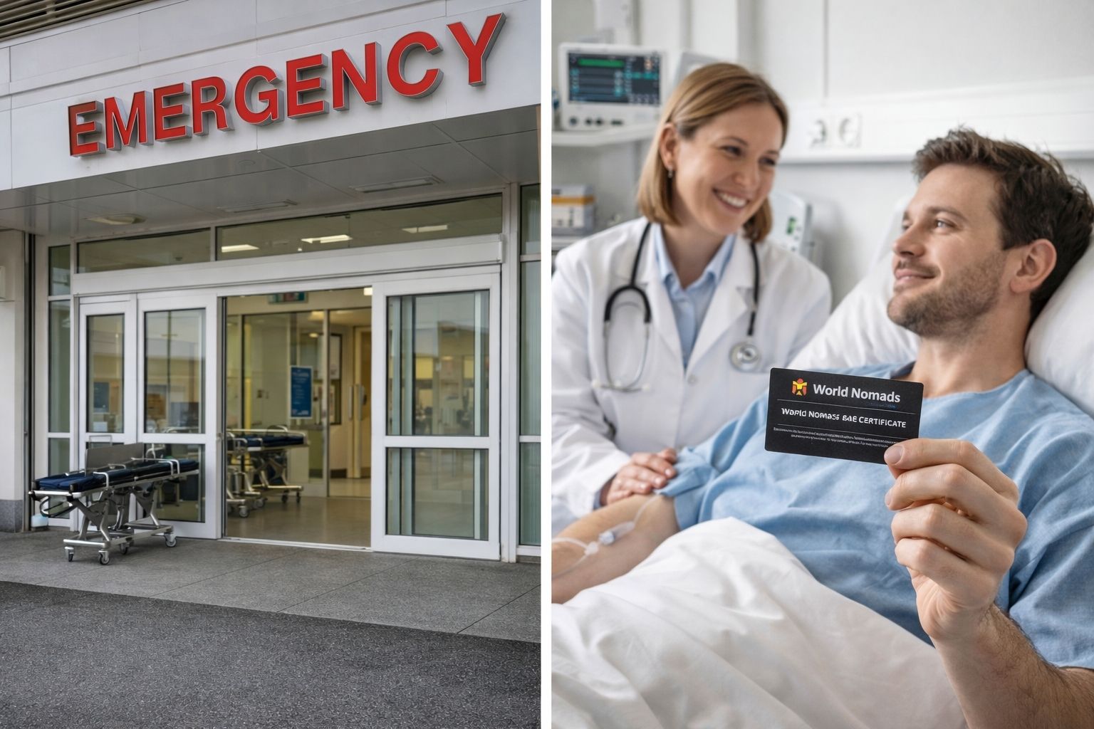 Digital nomad protected by proper health insurance during medical emergency